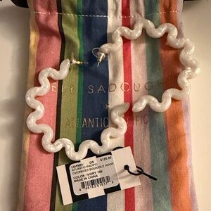 Lele Sadoughi Wavy White Hoop Earrings Never Worn